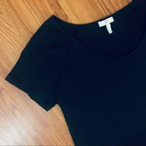 JOIE Black Short Sleeve Linen & Silk Top Size XS Round Scoop Neck